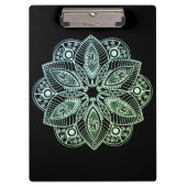 Exotic Tribal Green Gradient Mandala Klemmbrett (Vorderseite)