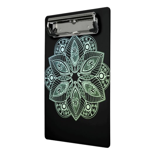 Exotic Tribal Green Gradient Mandala Mini Klemmbrett (Gewinkelt2)