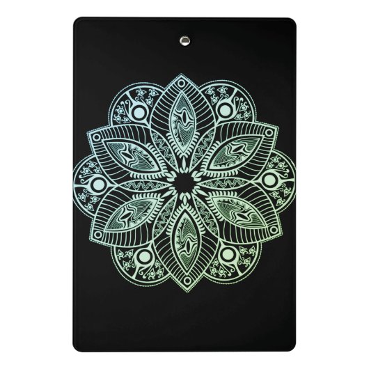 Exotic Tribal Green Gradient Mandala Mini Klemmbrett (Rückseite)