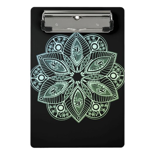 Exotic Tribal Green Gradient Mandala Mini Klemmbrett (Vorderseite)