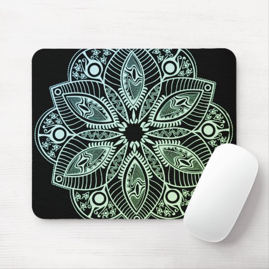 Exotic Tribal Green Gradient Mandala Mousepad (Mit Mouse)