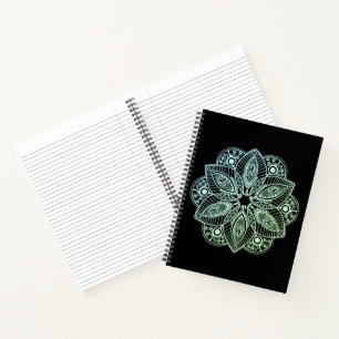 Exotic Tribal Green Gradient Mandala Notizblock