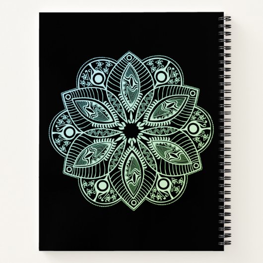 Exotic Tribal Green Gradient Mandala Notizblock (Rückseite)