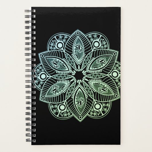 Exotic Tribal Green Gradient Mandala Planer (Vorderseite)