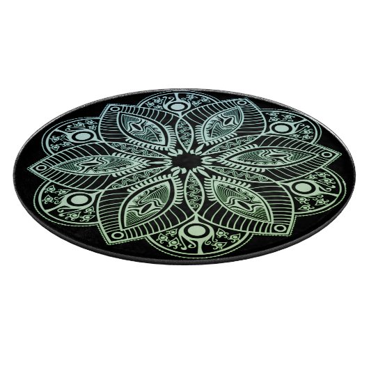 Exotic Tribal Green Gradient Mandala Schneidebrett (Ecke)