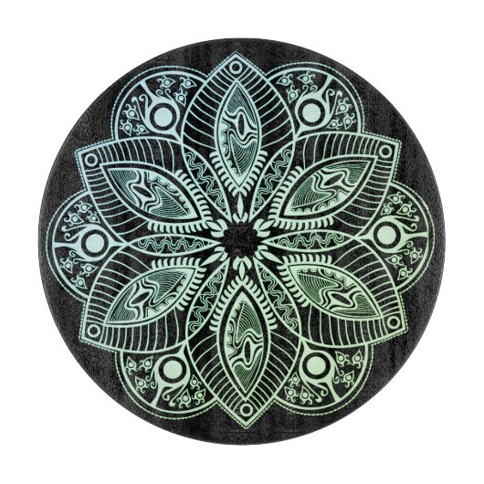 Exotic Tribal Green Gradient Mandala Schneidebrett (Vorderseite)