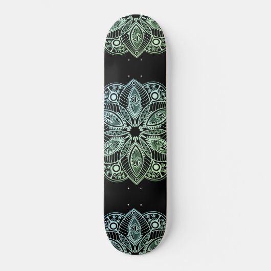 Exotic Tribal Green Gradient Mandala Skateboard (Vorderseite)