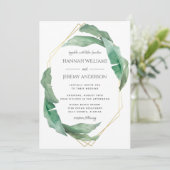 Exotic Tropical Banana Blätter Geometric Wedding Einladung (Stehend Vorderseite)