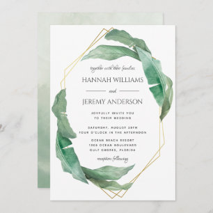 Exotic Tropical Banana Blätter Geometric Wedding Einladung
