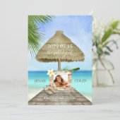 Exotic Tropical Beach Custom Foto Wedites Save The Date (Stehend Vorderseite)