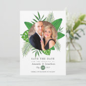 Exotic Tropical Beach Foto Hochzeit Save The Date (Stehend Vorderseite)