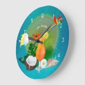 Exotic Tropical Beach Große Wanduhr (Winkel)