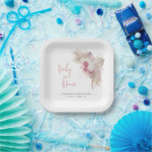 Exotic Tropical Boho Pink Roses Baby Dusche Pappteller (Party)