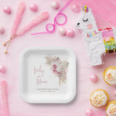 Exotic Tropical Boho Pink Roses Baby Dusche Pappteller (Party)