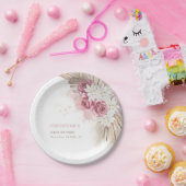 Exotic Tropical Boho Pink Roses Baby Duschpapier Pappteller (Party)