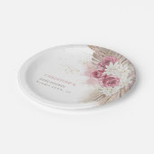 Exotic Tropical Boho Pink Roses Baby Duschpapier Pappteller (Schrägansicht)