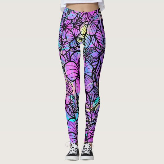 Exotic Tropical Fest Pattern Leggings (Vorderseite)