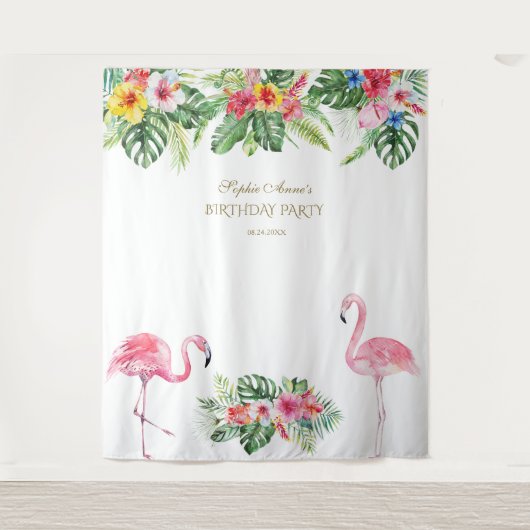 Exotic Tropical Floral Birthday Foto Stand Prop Wandteppich (Vorderseite)