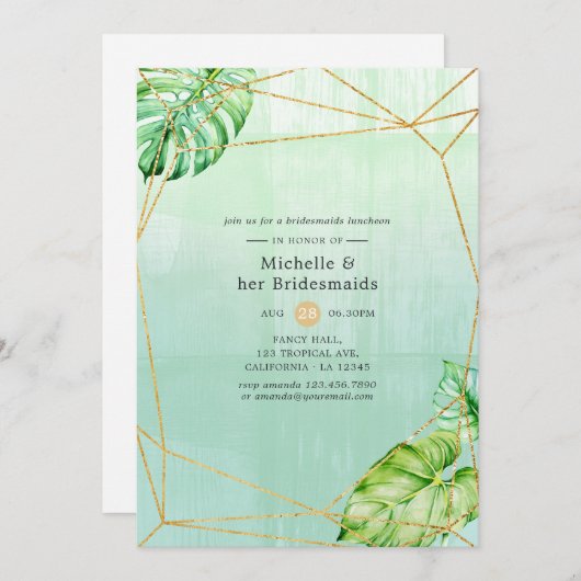 Exotic Tropical Geometric Bridesmaids Luncheon Einladung (Vorne/Hinten)