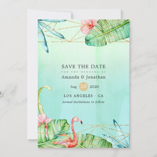Exotic Tropical Geometric Wedding Save The Date (Vorderseite)