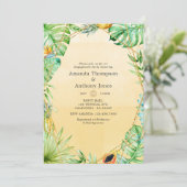Exotic Tropical Geometry Engagement Party Einladung (Stehend Vorderseite)