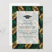 Exotic Tropical Green and Gold Graduation Party Einladung (Vorne/Hinten)