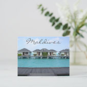 Exotic Tropical Island Maldives Beach Bungalow Postkarte (Stehend Vorderseite)