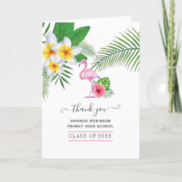 Exotic Tropical Island Pink Flamingo Graduation Dankeskarte