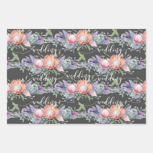 Exotic Tropical King Protea Wasserfarben Blume Wra Geschenkpapier Set (Vorderseite)