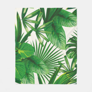 Exotic tropical natural green leaves composition o fleecedecke