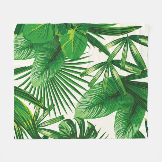 Exotic tropical natural green leaves composition o fleecedecke (Vorderseite (Horizontal))