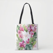 Exotic Tropical Orchid Watercolor Floral Heart Tasche (Vorderseite)