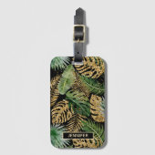 Exotic Tropical Palm Blätter Imitate Gold Glitzer Gepäckanhänger (Vorderseite Vertikal)