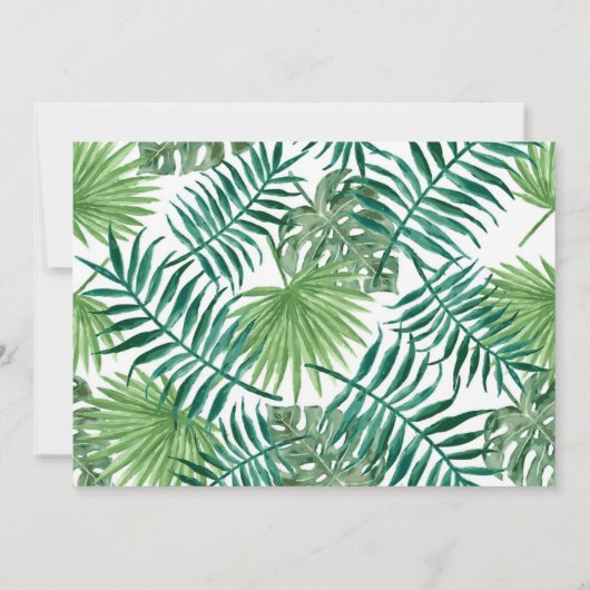 Exotic Tropical Palm Blätter Junggeselinnen-Abschi Einladung (Rückseite)