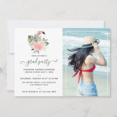 Exotic Tropical Pink Flamingo Graduation Party Einladung (Vorderseite)