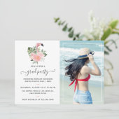 Exotic Tropical Pink Flamingo Graduation Party Einladung (Stehend Vorderseite)