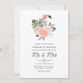 Exotic Tropical Pink Flamingo Mr & Mrs. Wedding Einladung (Vorderseite)