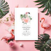 Exotic Tropical Pink Flamingo Wedding Einladung