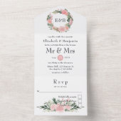 Exotic Tropical Pink Flamingo Wedding Monogram All In One Einladung (Innen Boden)