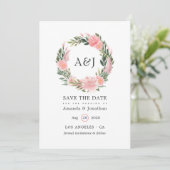 Exotic Tropical Pink Flamingo Wedding Monogram Save The Date (Stehend Vorderseite)