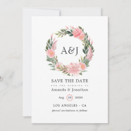 Exotic Tropical Pink Flamingo Wedding Monogram Save The Date