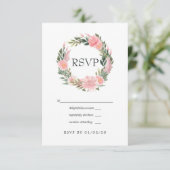 Exotic Tropical Pink Flamingo Wedding RSVP Karte (Stehend Vorderseite)