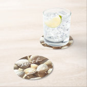 Exotic Tropical Sea Muschel Summer Beach Fotografi Runder Pappuntersetzer (Vor Ort)