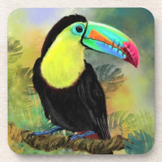 Exotic Tropical Toco Getränke Coaster Toucan Bird Getränkeuntersetzer (Vorderseite)