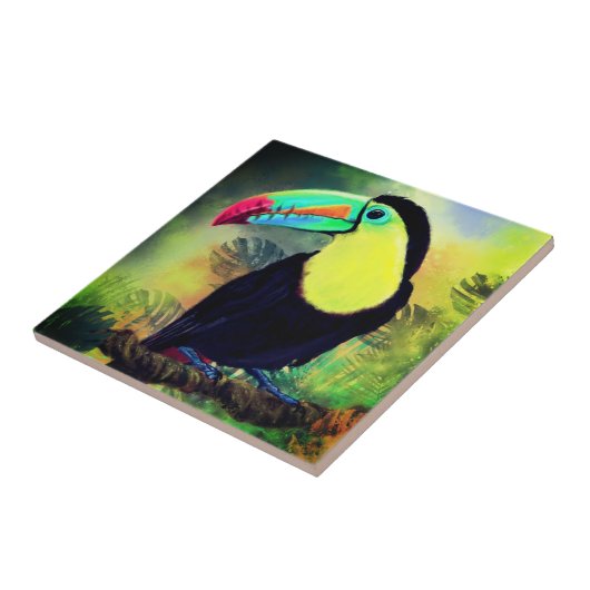 Exotic Tropical Toco Toucan Bird - Malerei Art Fliese (Seite)