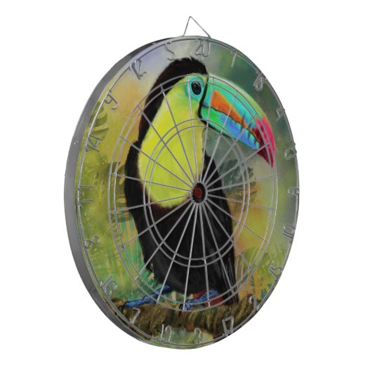 Exotic Tropical Toco Toucan Bird - Malerei Mignon Dartscheibe (Vorderseite Links)