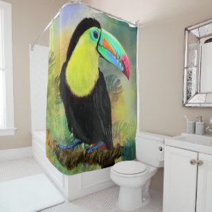 Exotic Tropical Toco Toucan Bird - Malerei Mignon Duschvorhang
