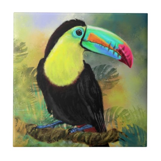 Exotic Tropical Toco Toucan Bird - Malerei Mignon Fliese (Vorderseite)