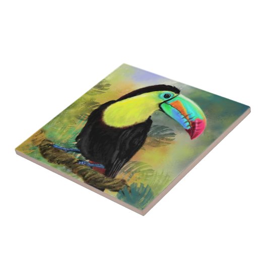 Exotic Tropical Toco Toucan Bird - Malerei Mignon Fliese (Seite)