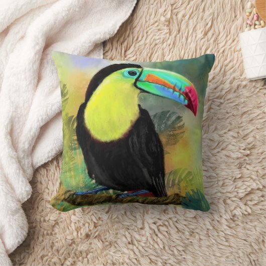 Exotic Tropical Toco Toucan Bird - Malerei Mignon Kissen (Decke)
